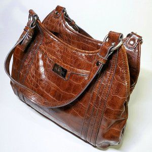 Nine & Co Snakeskin Like Pattern Brown Purse Handbag